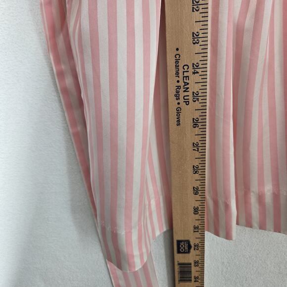 VTG Bonnie Jean Satin Dress Sz 8 Pink White Striped Long Sleeve Collar Lace - Picture 12 of 14